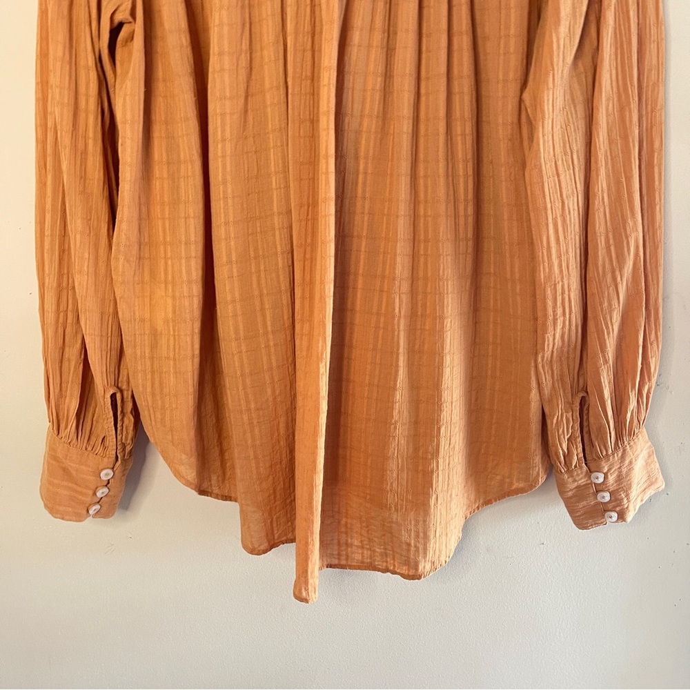 ❌FREE PEOPLE Marigold Cotton Button Down Oversized Top, SM (fits up to XL) - Picture 9 of 13